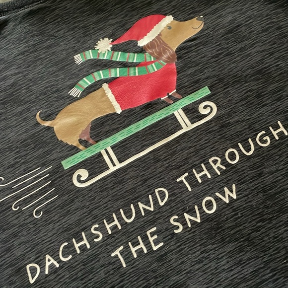 UGLY? DEREK HEART CHRISTMAS/HOLIDAY TOP FEATURING DACHSHUND Excellent Cond! Sz M - Picture 8 of 10